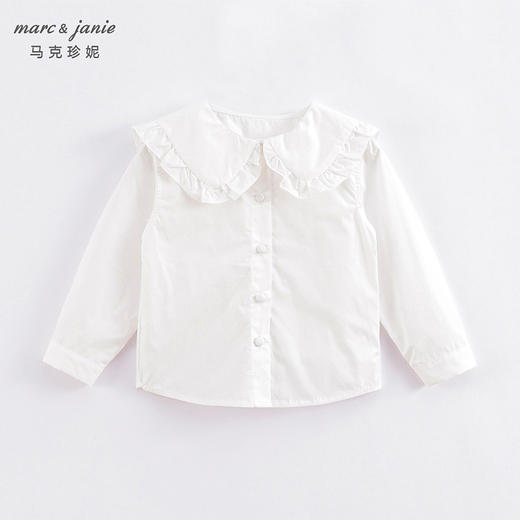 马克珍妮秋装新款 女童花边翻领纯棉长袖衬衫 儿童衬衣221550 商品图2