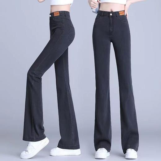 百媚生 天丝微喇牛仔裤女夏季薄款裤子高腰冰丝喇叭裤女9950 商品图4