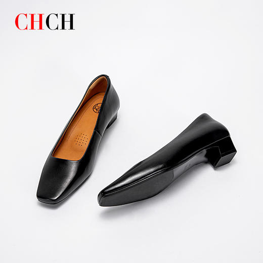 CHCH平衡鞋新款羊皮简约大方百搭粗跟女式通勤单鞋CN2B5101 商品图7