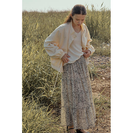 HeyDress豹纹半身裙女春秋高腰打揽显瘦设计感A字半裙小众碎花裙 商品图2