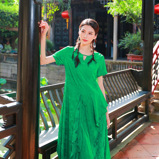 绿罗裳盘绳绣连衣裙 | 杨丽萍老师同款 | 现货加急发 商品图1