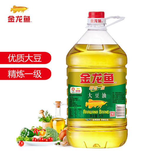 金龙鱼食用油 精炼一级大豆油5L 浸出植物油家用炒菜厨房烹饪大桶 商品图0
