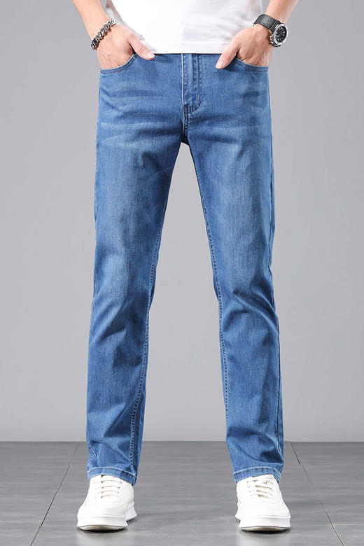 赤兔嗨购男装宽松直筒弹力不束缚牛仔裤2024年秋冬新款水洗长裤宽腿 商品图0