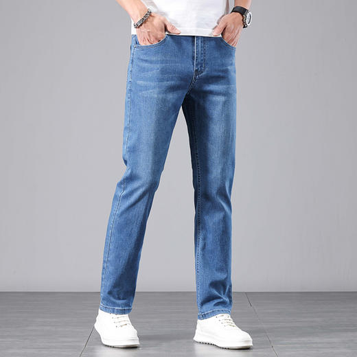赤兔嗨购男装宽松直筒弹力不束缚牛仔裤2024年秋冬新款水洗长裤宽腿 商品图3