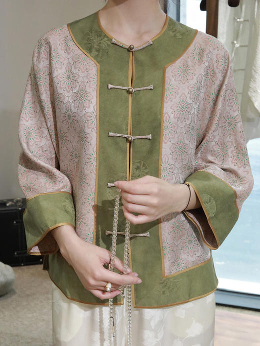 盛唐婧 |重缎真丝宋锦藻井纹对襟外套 商品图2