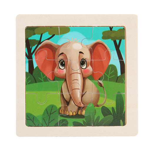 【16.8元/任选5件】儿童拼图卡通动物9片平面拼板婴幼儿早教启蒙认知木质制玩具 商品图6