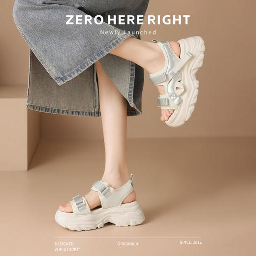 ZHR则则厚底运动凉鞋女夏季新款凉鞋魔术贴休闲百搭防滑增高凉鞋 商品图8