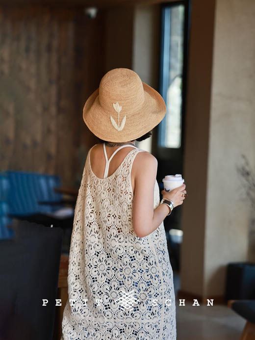 PETIT SCHAN小闪 #068 petit schan's garden小闪的后花园 极细拉菲草手工编织遮阳帽渔夫帽 商品图6