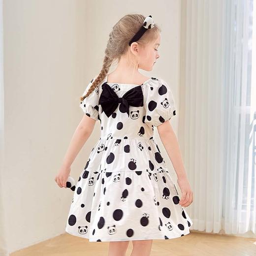 mettekids女童连衣裙2024夏新款泡泡袖可爱熊猫甜美儿童公主裙子 商品图6