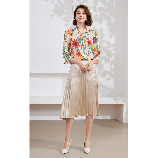 乔万尼夏新款衬衫木耳边复古设计中袖上衣EM2C833 商品图2