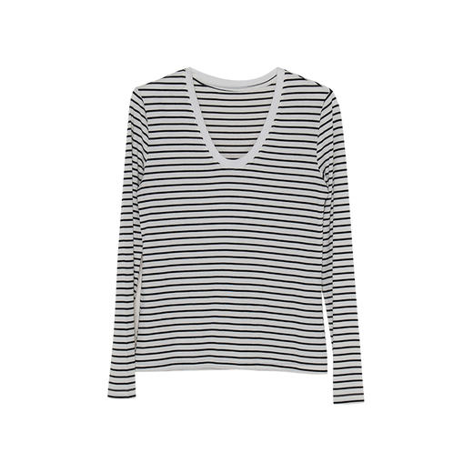 HeyDress天丝羊毛针织衫春秋撞色条纹设计百搭上衣弹力修身内搭 商品图4