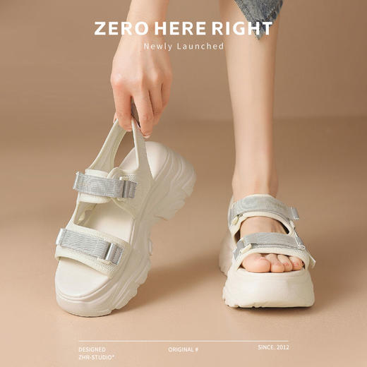 ZHR则则厚底运动凉鞋女夏季新款凉鞋魔术贴休闲百搭防滑增高凉鞋 商品图3