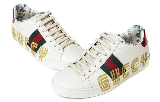 【现货特惠秒】GUCCI 古驰 男女同款金色字母Gucci印花Ace低帮运动休闲鞋 12034 商品图3