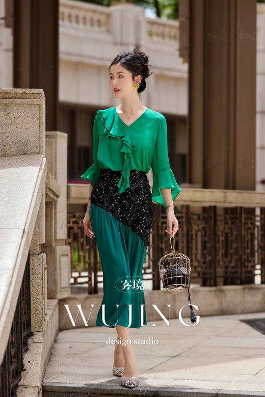 【雾境定制】粉韵祥云系列轻薄透气双绉真丝面料上衣 3204136 商品图3