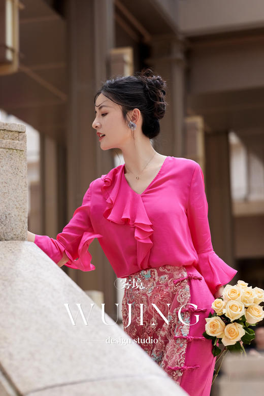 【雾境定制】粉韵祥云系列轻薄透气双绉真丝面料上衣 3204136 商品图12