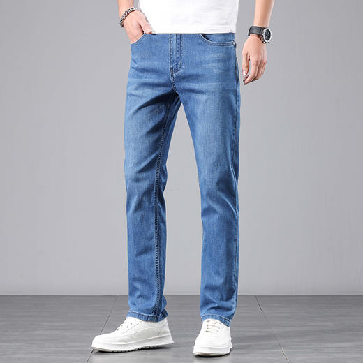 赤兔嗨购男装宽松直筒弹力不束缚牛仔裤2024年秋冬新款水洗长裤宽腿 商品图4