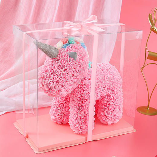 PE泡沫花熊情人节礼物送女生创意玫瑰花独角兽永生花独角兽七夕圣诞情人节送女友礼物 商品图1