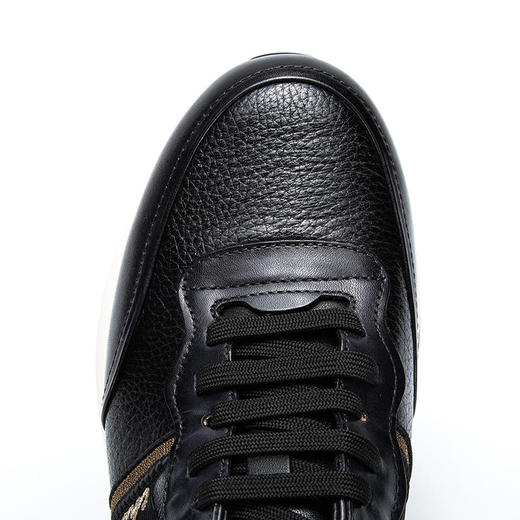 CHCH新款男士休闲男鞋黑色鹿皮拼接牛皮革经典舒适 商品图6