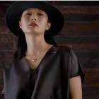 18k沉香堆金半圆形项链