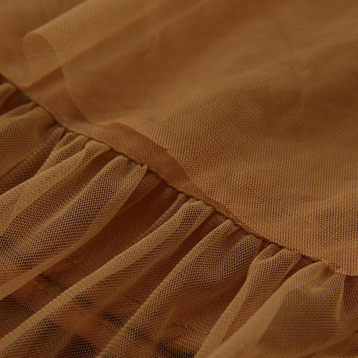 谜底拼接式连衣裙短袖2024秋新品复古文艺风纱裙中长裙243ML1144 商品图3