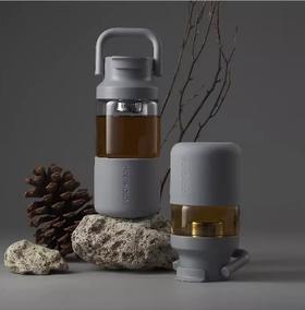 HOLOHOLO玻璃杯茶水分离家用耐高温便携水杯（黑茶650ML）