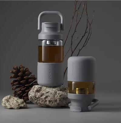 HOLOHOLO玻璃杯茶水分离家用耐高温便携水杯（黑茶650ML） 商品图0