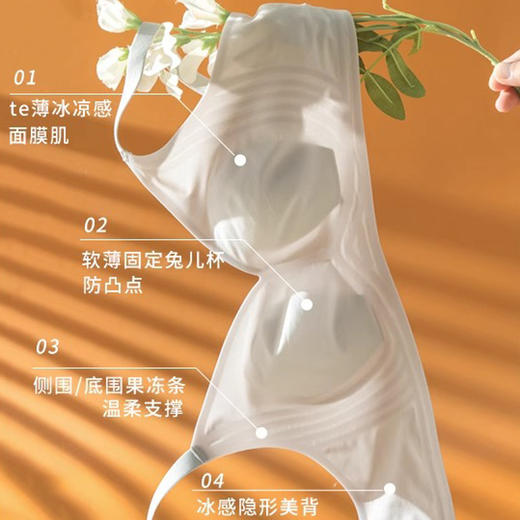 雀说  夏季0.2cm大胸显小冰丝无痕兔耳朵内衣超薄软支撑文胸 商品图4