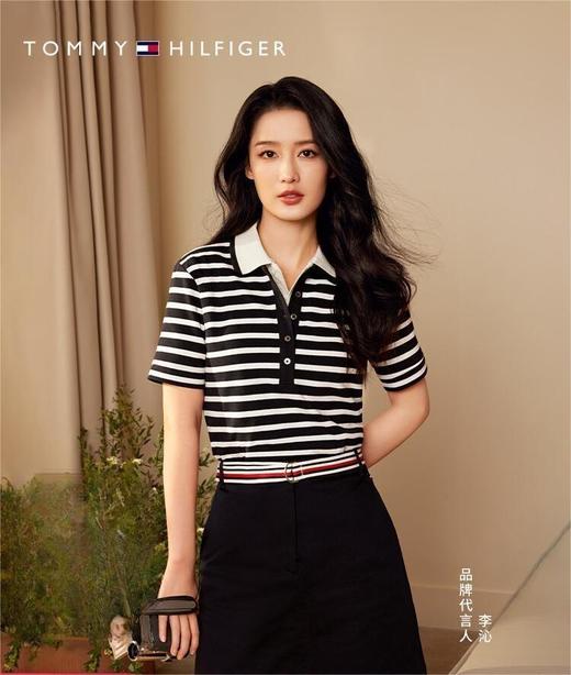 TOMMY 短袖POLO衫女  WW39530-0A6 黑白条纹. 商品图1
