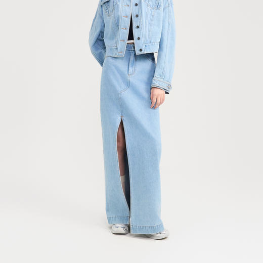 [捡漏价]lost in echo2024秋季新款高腰开衩直筒显瘦牛仔裙长裙半身裙女 商品图0