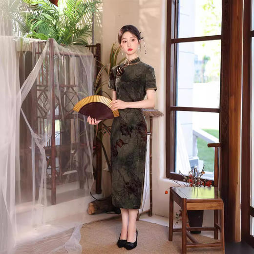 TX8357 2024夏季新款冰丝旗袍新中式国风水墨画长款旗袍高雅气质显瘦旗袍 商品图3