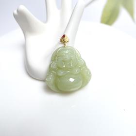 玉美人菲菲*18K和田玉佛公约30mm吊坠