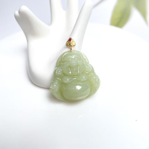玉美人菲菲*18K和田玉佛公约30mm吊坠 商品图0