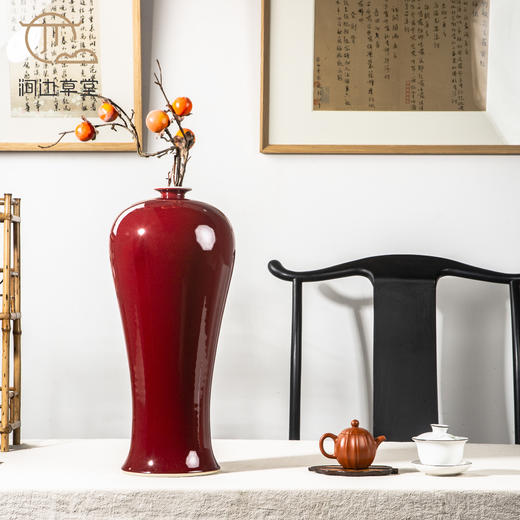 纯手工拉坯大尺寸祭红梅瓶（配高档锦盒） 商品图0