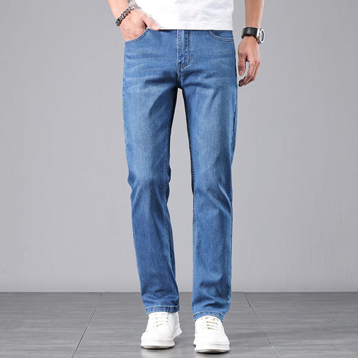 赤兔嗨购男装宽松直筒弹力不束缚牛仔裤2024年秋冬新款水洗长裤宽腿 商品图2