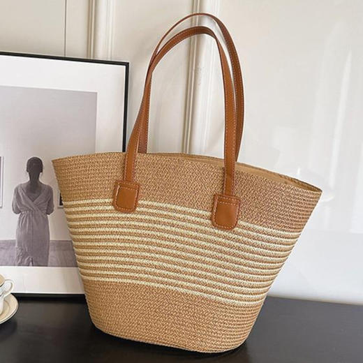 Safiya/索菲娅2024新款夏天时尚大容量托特包百搭编织女士单肩斜挎包 SF42215146 商品图4