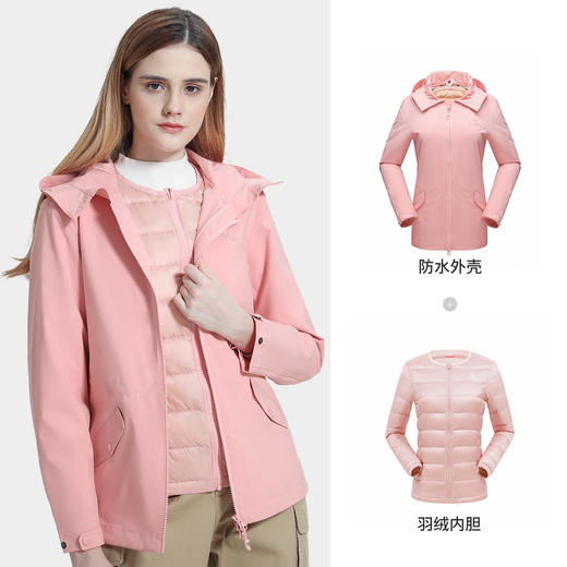 骆驼户外冲锋衣男女羽绒服内胆两件套加厚三合一可拆卸秋冬季外套T9W131122 商品图3