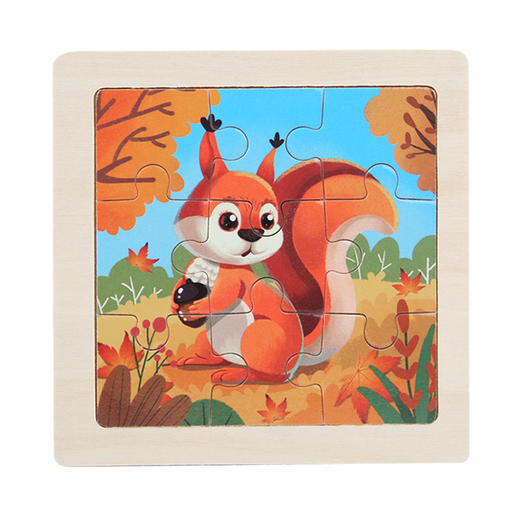 【16.8元/任选5件】儿童拼图卡通动物9片平面拼板婴幼儿早教启蒙认知木质制玩具 商品图9