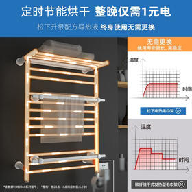 松下电热毛巾架 卫生间加热毛巾架 电动烘干架 智能毛巾架 浴室置物架 【3-4人】灰色左温控DJ-J0368LCG