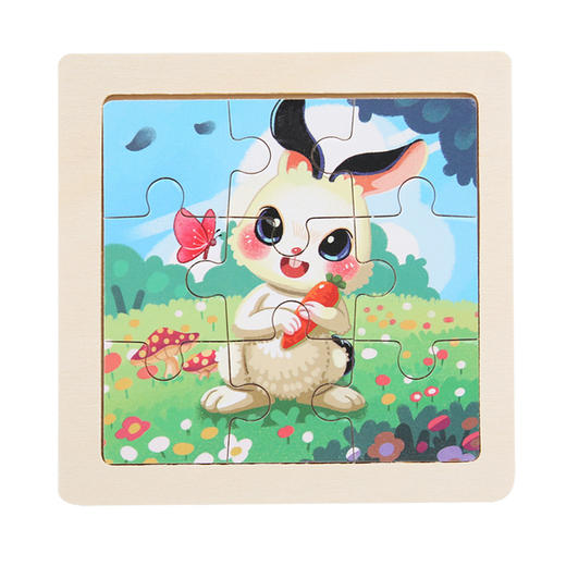 【16.8元/任选5件】儿童拼图卡通动物9片平面拼板婴幼儿早教启蒙认知木质制玩具 商品图10