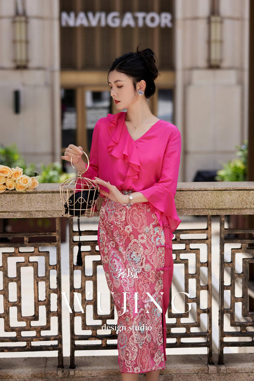 【雾境定制】粉韵祥云系列轻薄透气双绉真丝面料上衣 3204136 商品图9