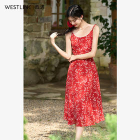 法式浪漫复古气质碎花吊带裙女夏季热情度假裙连衣裙V2341840