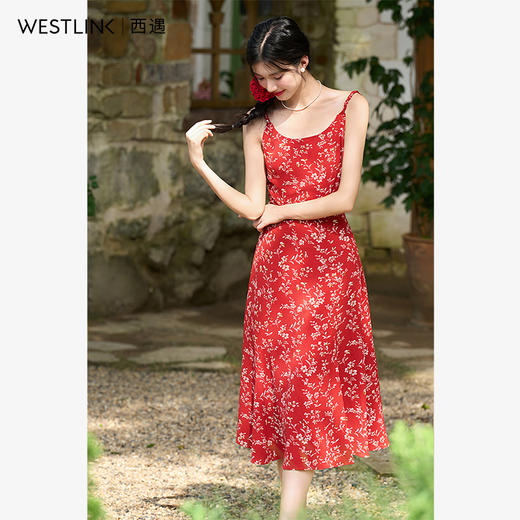 法式浪漫复古气质碎花吊带裙女夏季热情度假裙连衣裙V2341840 商品图0