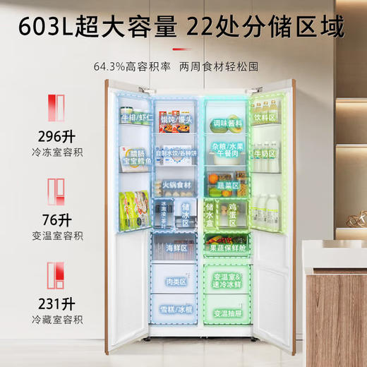 东芝（TOSHIBA）（12988）冰箱603升对开门高容全嵌雾化保鲜负氧家用智能大冰箱GR-RS635WI-PG1B5晴空白 商品图2
