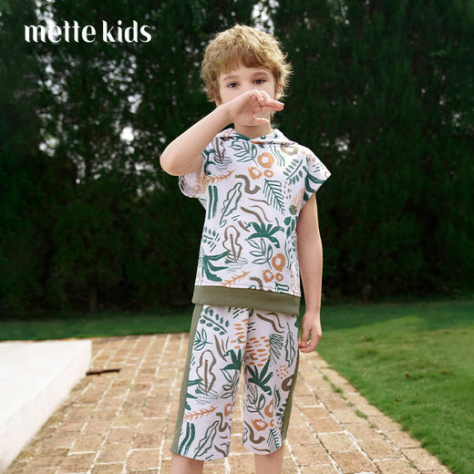 儿童套装2024夏季新款潮帅气印花短袖短裤卫衣男童休闲运动童装 商品图0