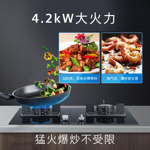 西门子（SIEMENS）西门子燃气灶双灶4.2kW大火力230°宽域调节劲火精控一键快速点火家用嵌入式灶具ER8MF233MP 商品图1