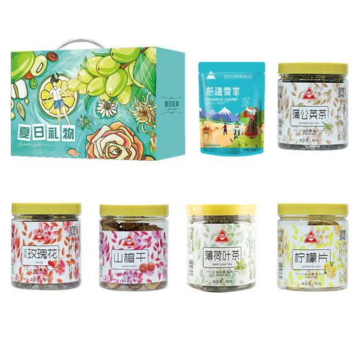 【川珍】夏日礼物花茶礼盒535g（柠檬片40g、玫瑰花60g、山楂干90g、蒲公英40g、薄荷叶茶80g、新疆雪枣225g） 商品图3