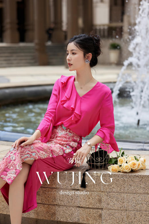 【雾境定制】粉韵祥云系列轻薄透气双绉真丝面料上衣 3204136 商品图13