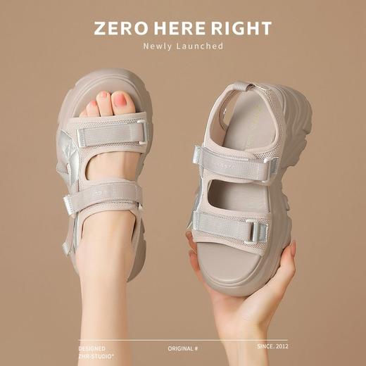 ZHR则则厚底运动凉鞋女夏季新款凉鞋魔术贴休闲百搭防滑增高凉鞋 商品图0