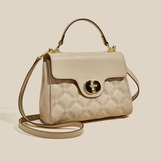 Safiya/索菲娅2024新款二层牛皮时尚小方包手机包手提单肩斜挎包女 SF42215138 商品图5