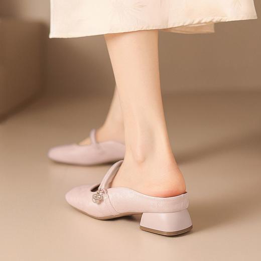 ZHR新中式包头拖鞋女夏季新款中国风凉拖气质粗跟半拖鞋外出凉鞋 商品图8